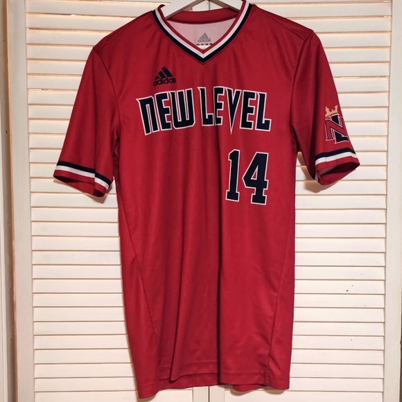 Adidas Practice Baseball Jersey Red Short New Level Red White & Blue Trim Size S - Picture 1 of 11